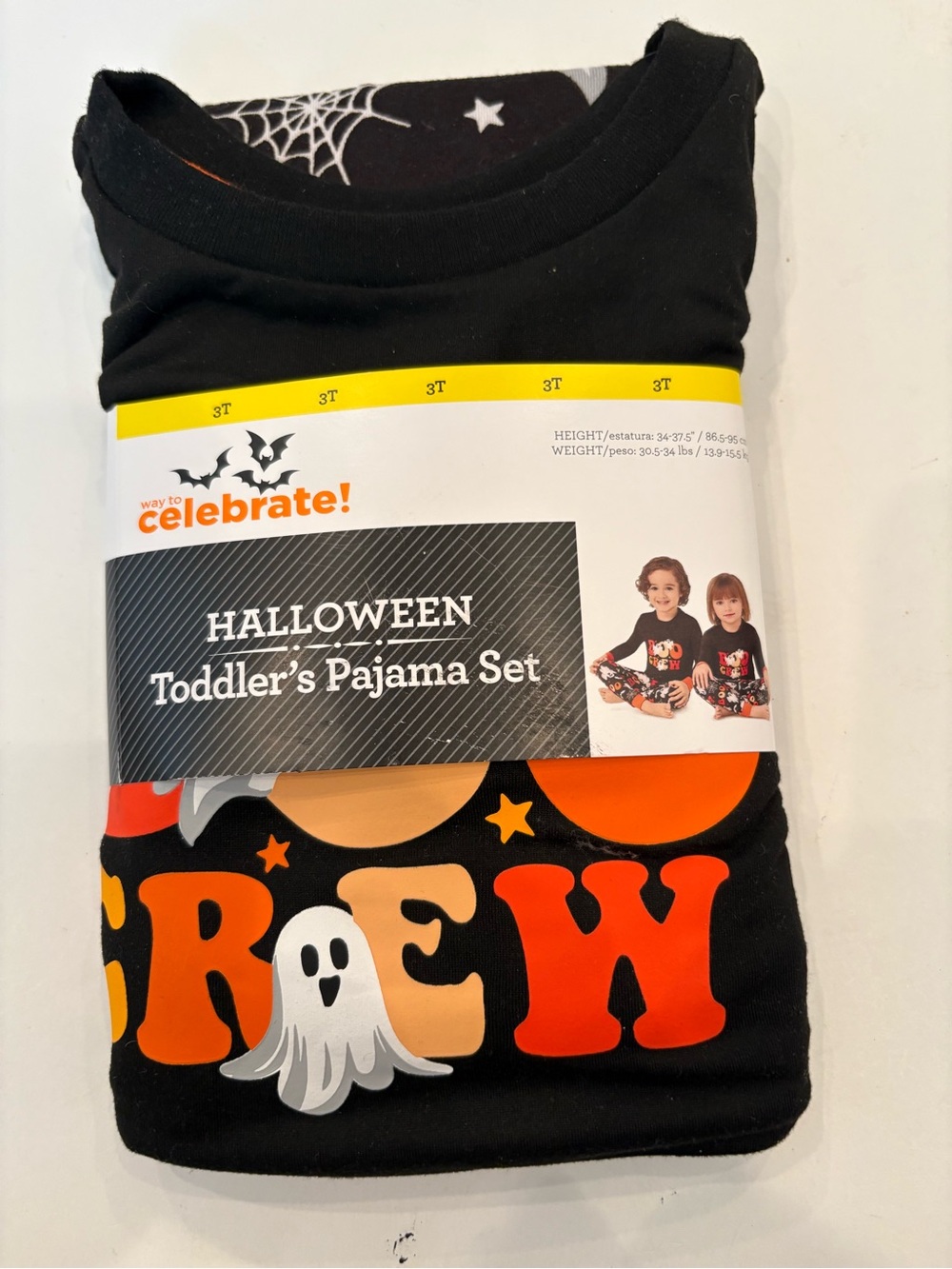 Toddler Halloween 'CREW' Pajama Set - Black & Orange